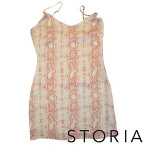 Storia Pink Snake Print Strappy Mini Slip Dress Size Medium EUC
